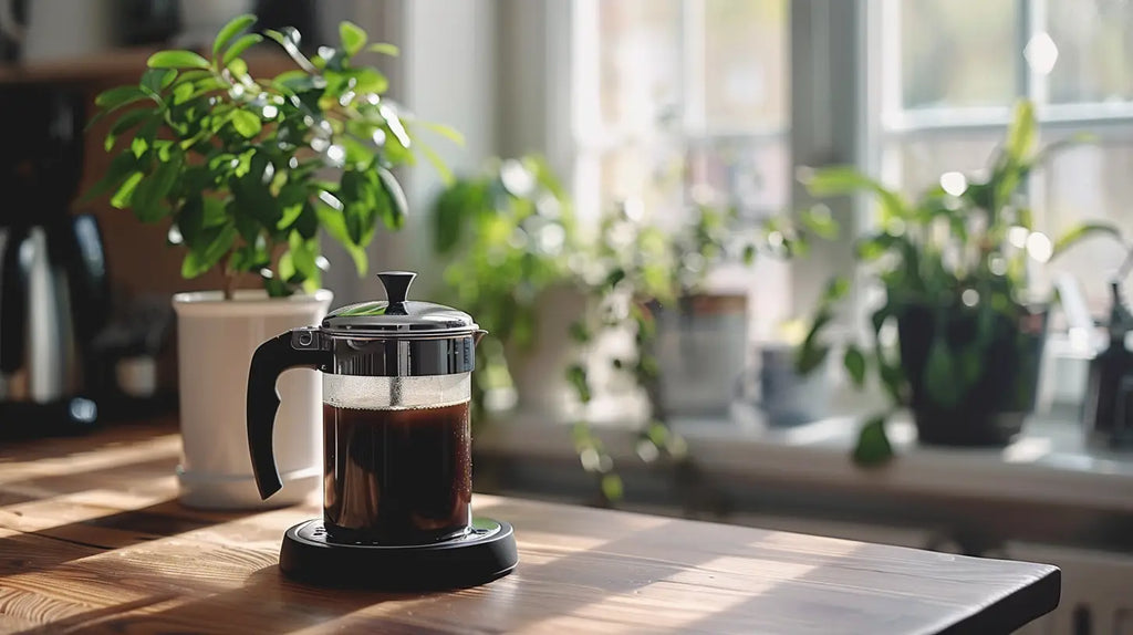 french press in kitchen