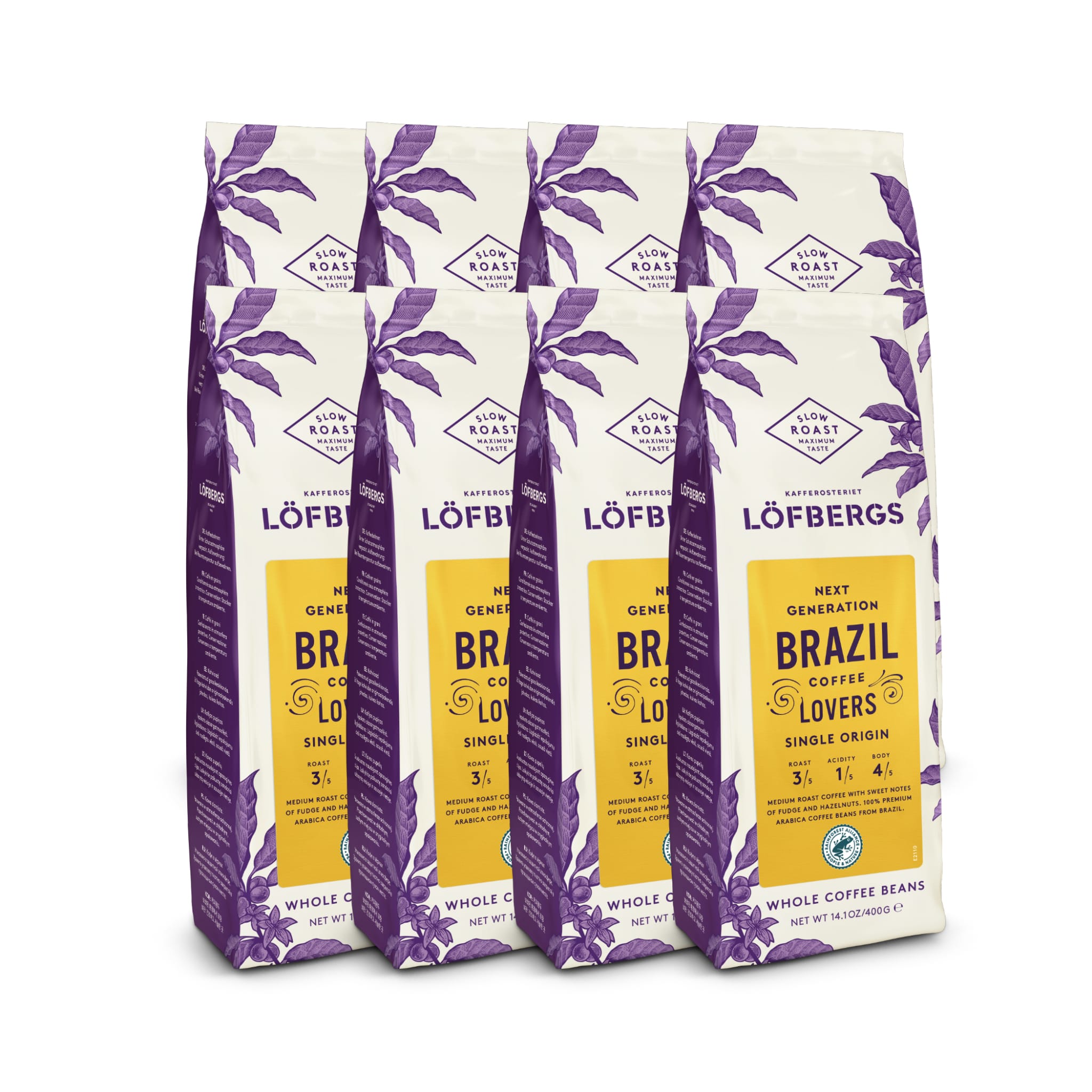 Brazil Medium Roast 400g papukahvi RA - 8kpl - Kokonaiset 