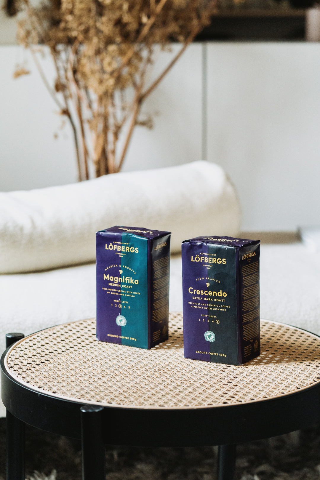 Löfbergs Crescendo 500g, tuotemerkintä lähikuvassa