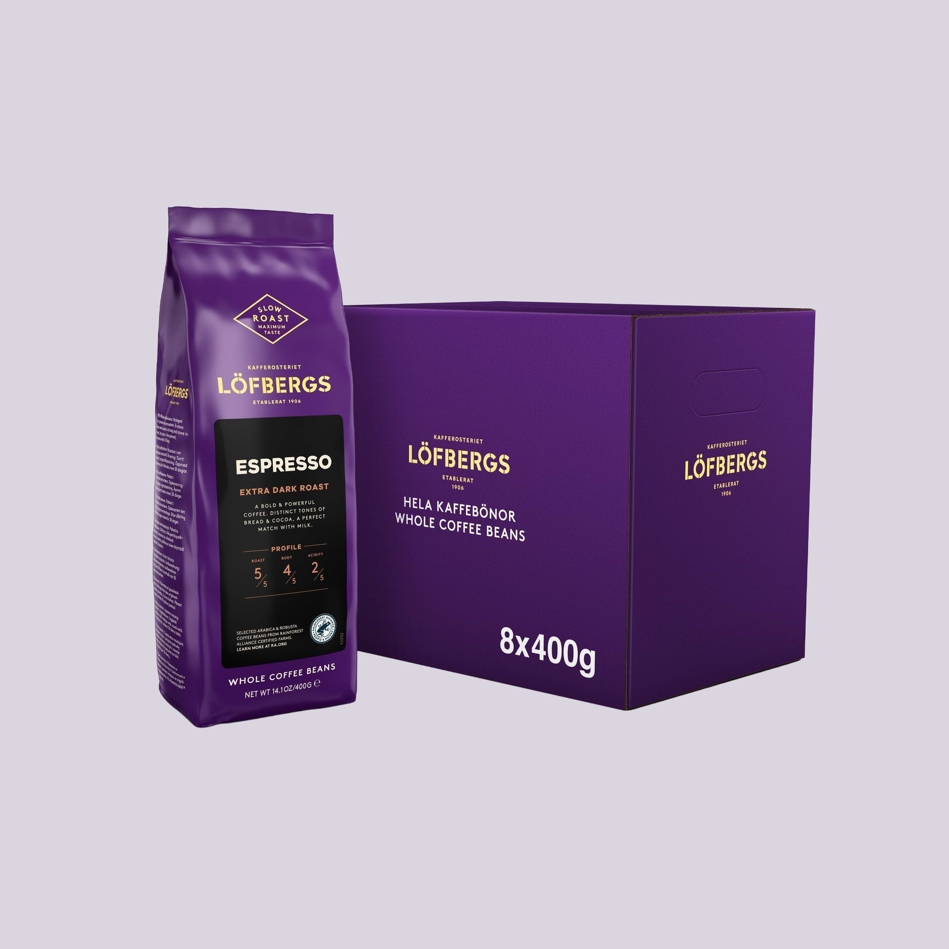 Löfbergs Espresso 400g papukahvi x 8kpl -kahvipakkaus