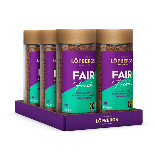 Löfbergs Fair Fresh Instant Coffee 6 x 100g lähikuvassa