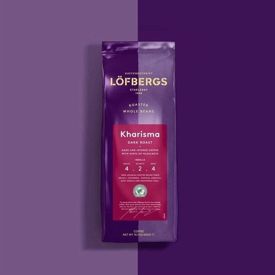 Löfbergs Kharisma kahvipavut 400g esillä