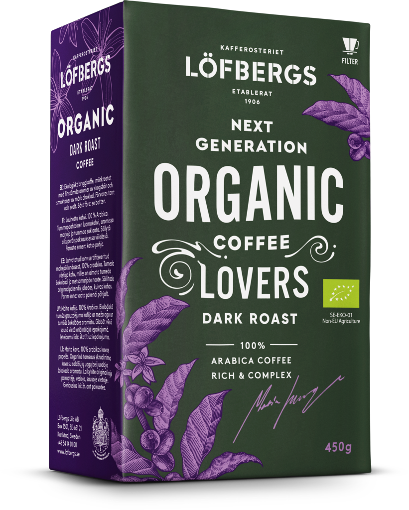 Löfbergs Organic Dark Roast lähikuvassa
