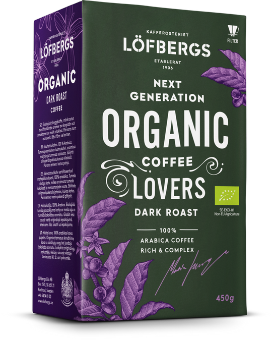 Löfbergs Organic Dark Roast lähikuvassa