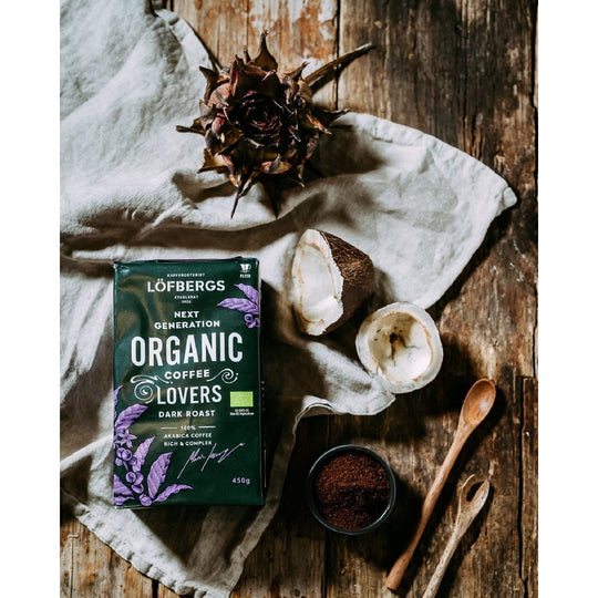 Löfbergs Organic Dark Roast esillä